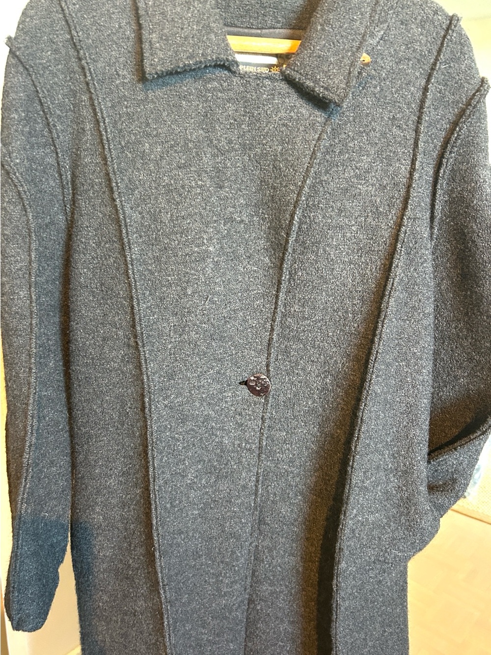 Made in France Pied sud Wool-Blend Gray Overcoat - lots of great details